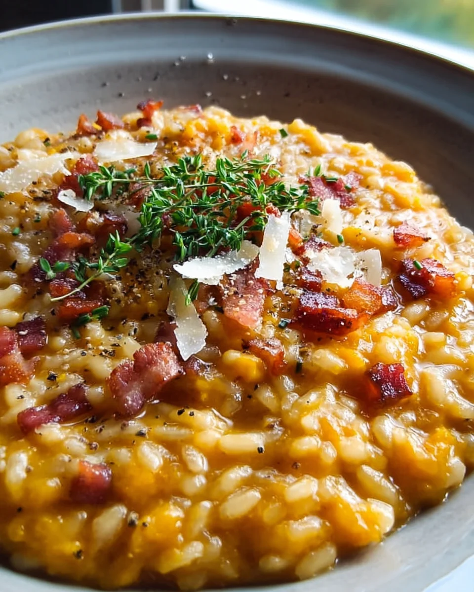 Herbstliches Pumpkin Risotto mit Beef Bacon und Parmesan genießen!