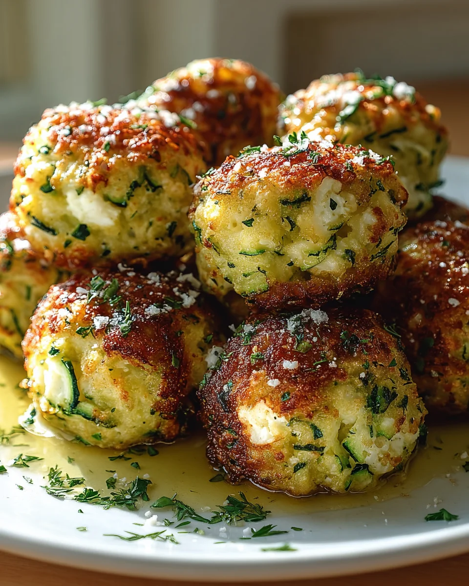 Knusprige Zucchini Feta Bällchen – Ofenleckerei für Genießer!