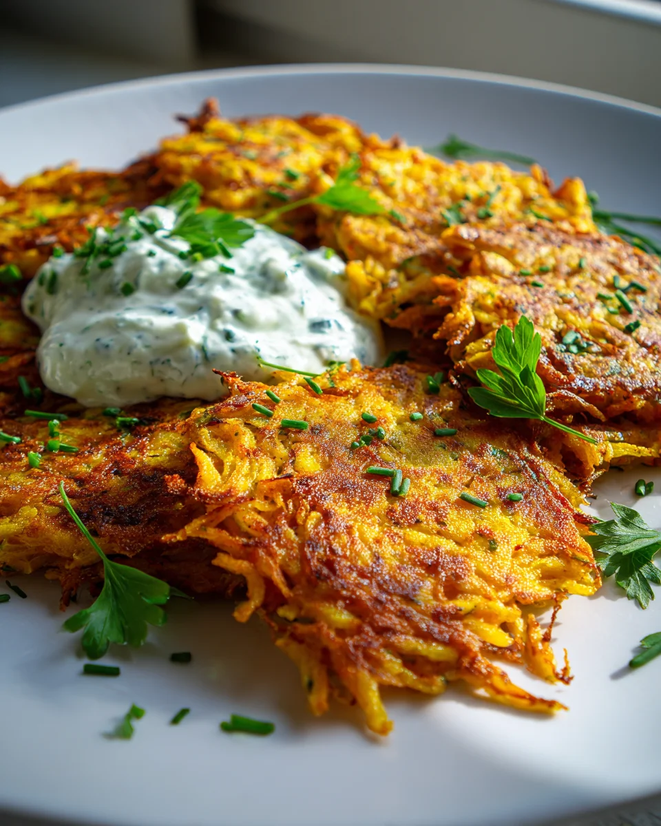 Herbstliche Kürbis-Rösti mit frisch Kräuterquark
