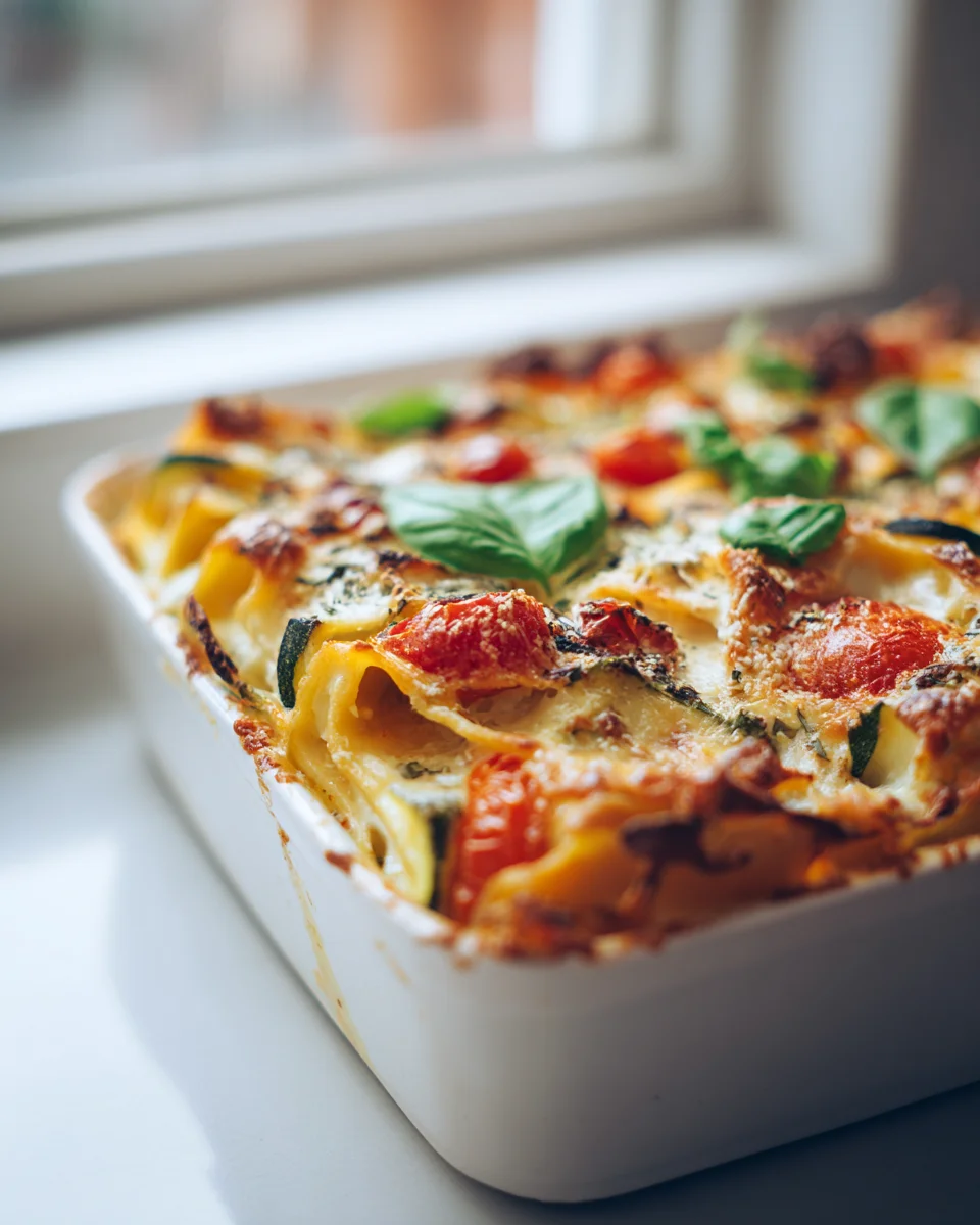 Käse-Roulade Pasta Auflauf mit geröstetem Gemüse Rezept