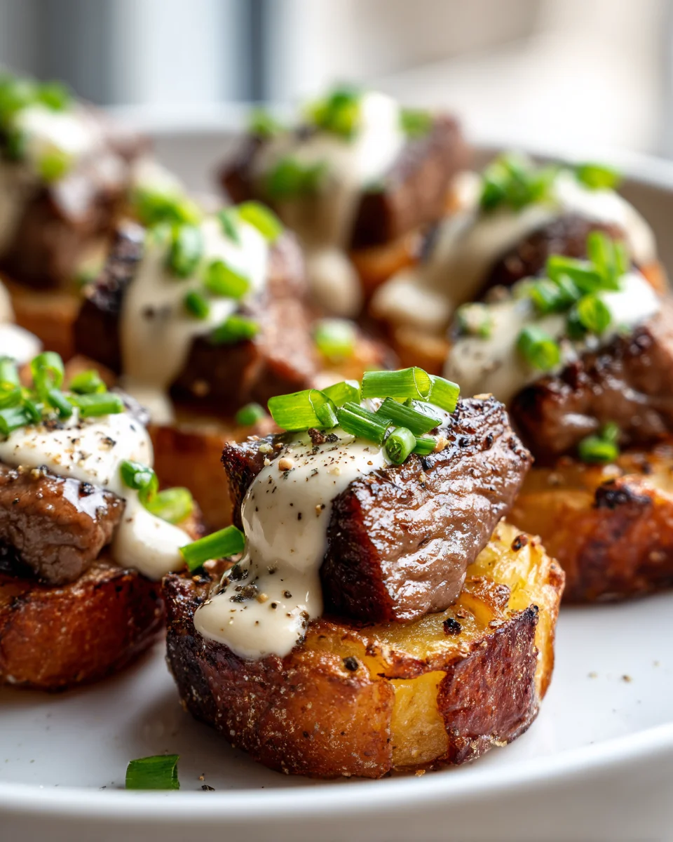 Party Fertig: Mini Steak Kartoffel Bites mit Meerrettich-Creme