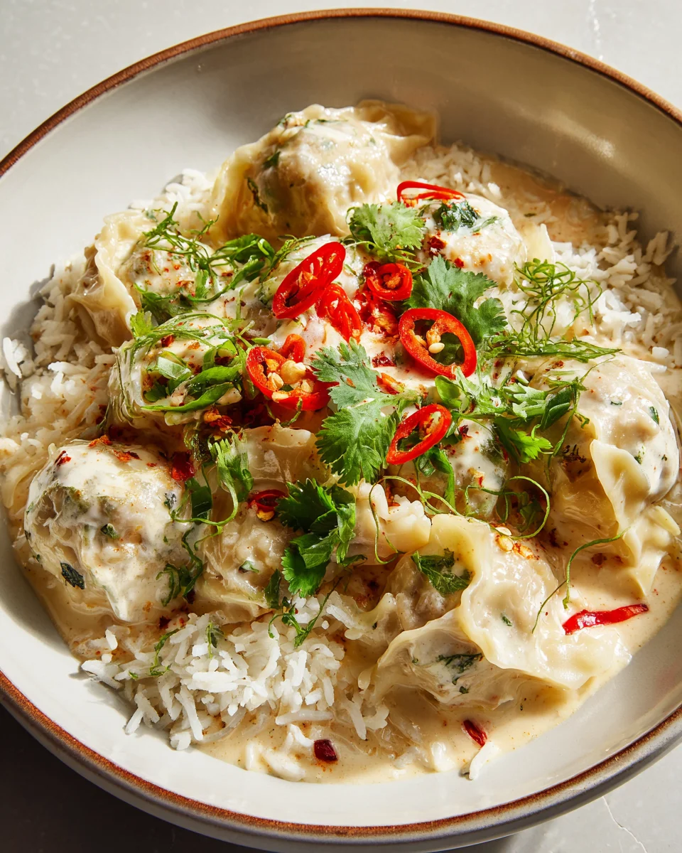 Thai Dumpling Bowl mit Gemüse und Kokoscreme – Gesund & Lecker!