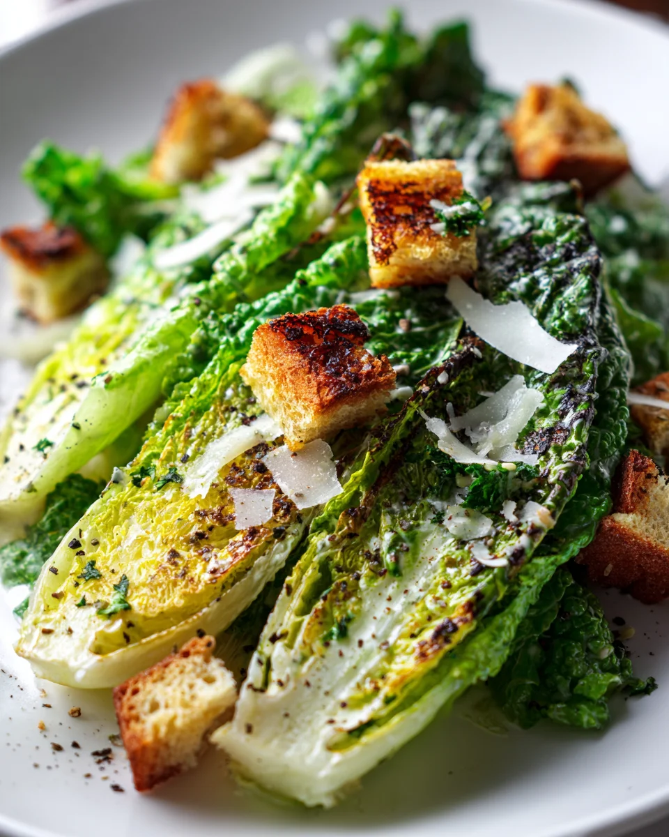 Gegrillter Caesar Salat mit Römersalat und Parmesan genießen!