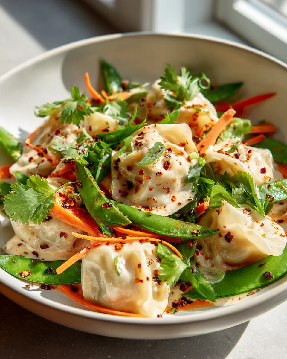 Thai Dumpling Bowl mit Gemüse und Kokoscreme Rezept genießen