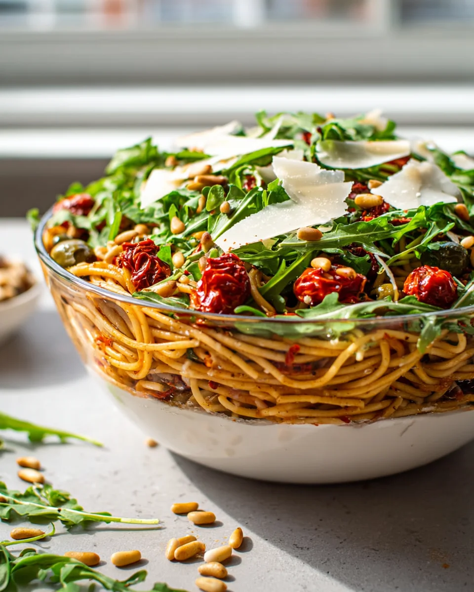 Italienischer Spaghetti Schichtsalat im Thermomix