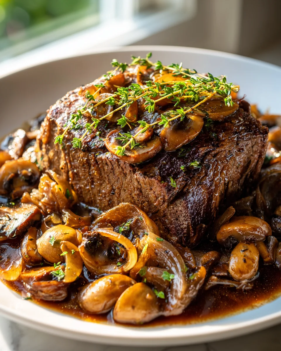 Deutscher Pot Roast mit Pilzen und Zwiebeln – Herzhaft genießen!