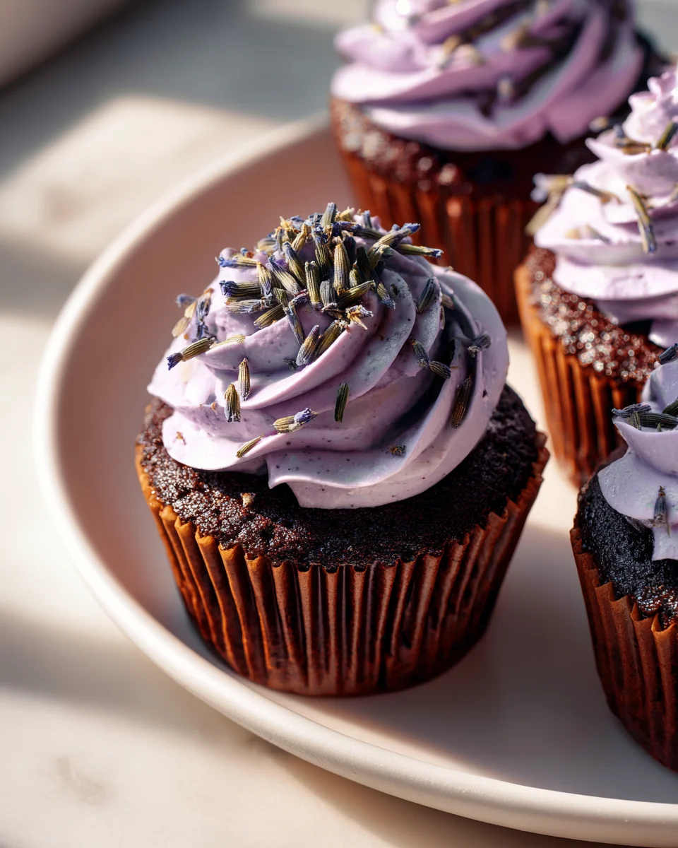 Schokoladen-Hermione Cupcakes mit Lavendel-Drizzle Rezept