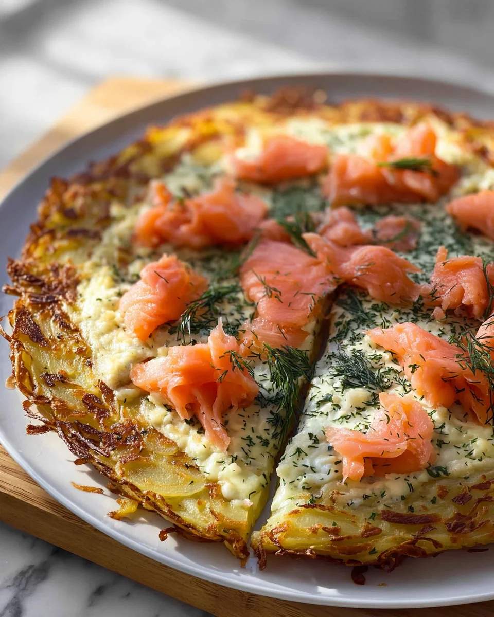 Leckere Kartoffelpizza mit geräuchertem Lachs Rezept