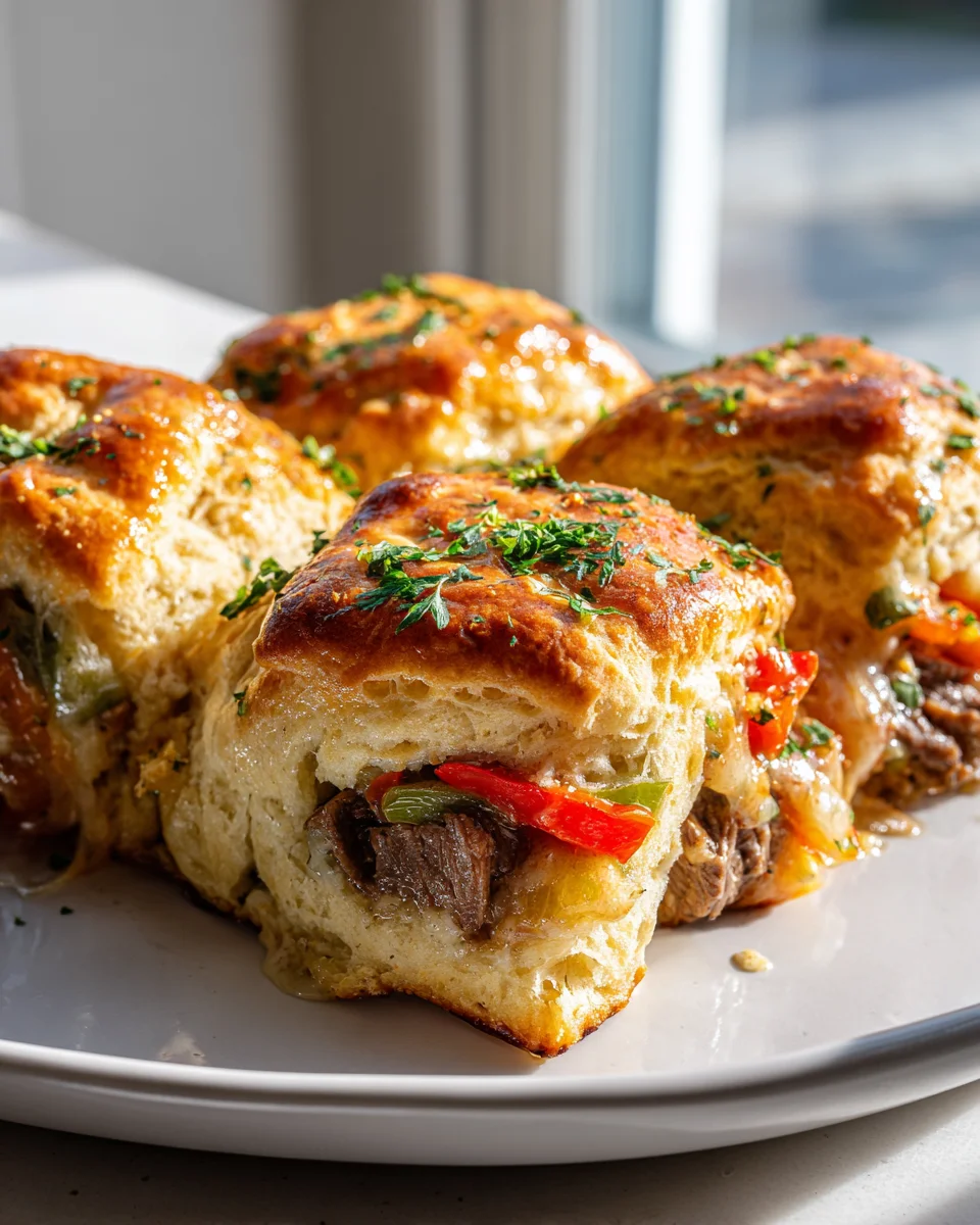 Knusprige Knoblauch-Butter-Bomben mit Philly Cheesesteak