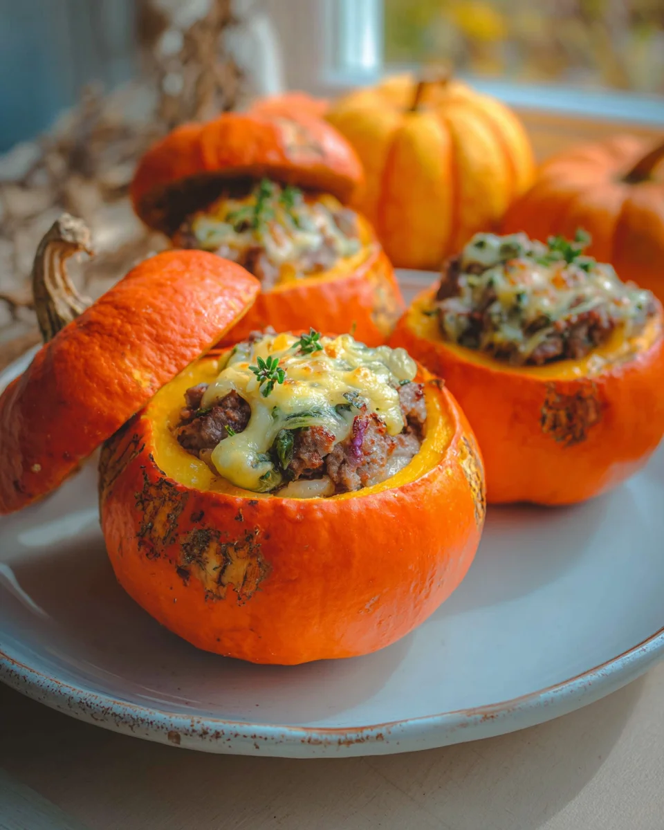Gefüllter Kürbis mit Hackfleisch und Käse - Herzhaftes Rezept