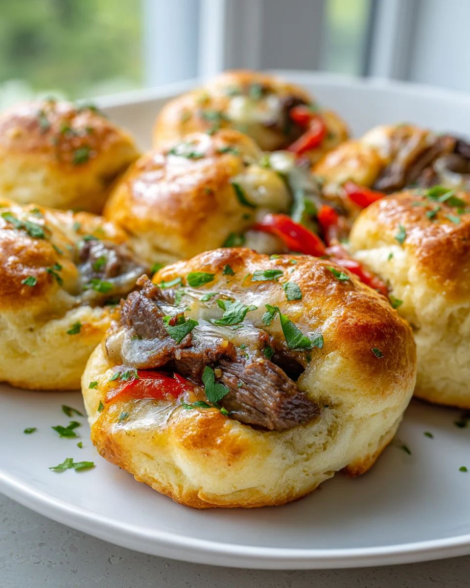 Knusprige Knoblauch-Butter-Bomben mit Philly Cheesesteak