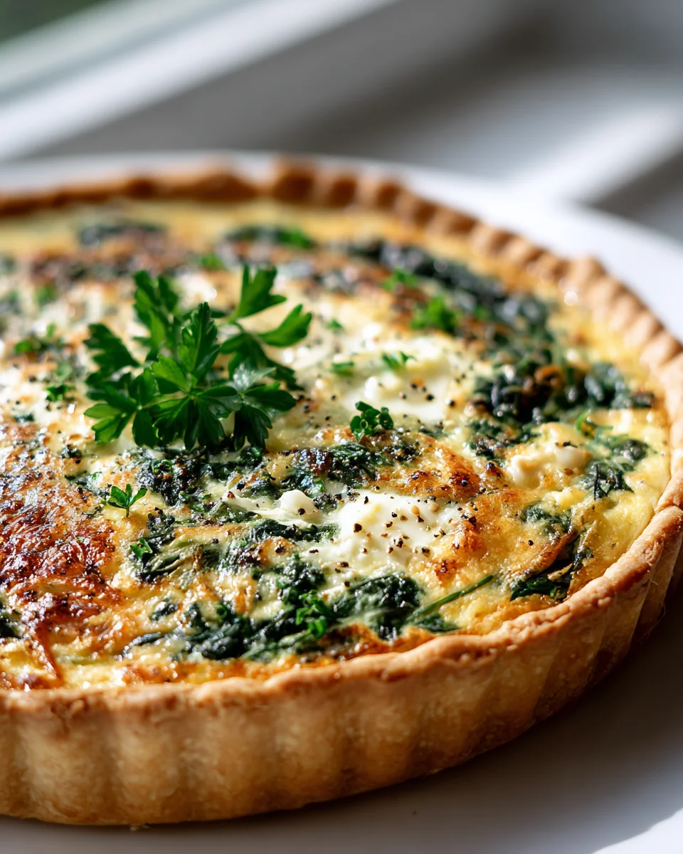 Leckere Mascarpone Quiche mit Spinat und Zwiebeln Rezept