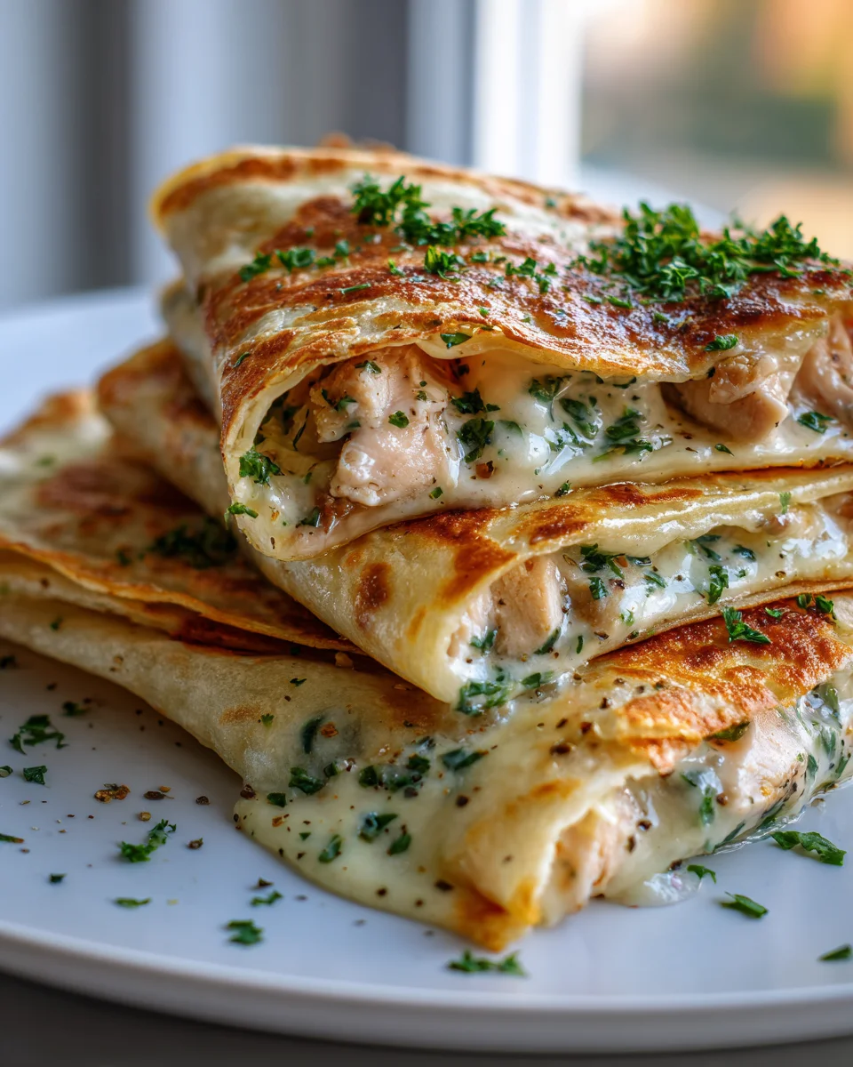 Cheesy Chicken Garlic Wraps – Schnelles Pfannenrezept!