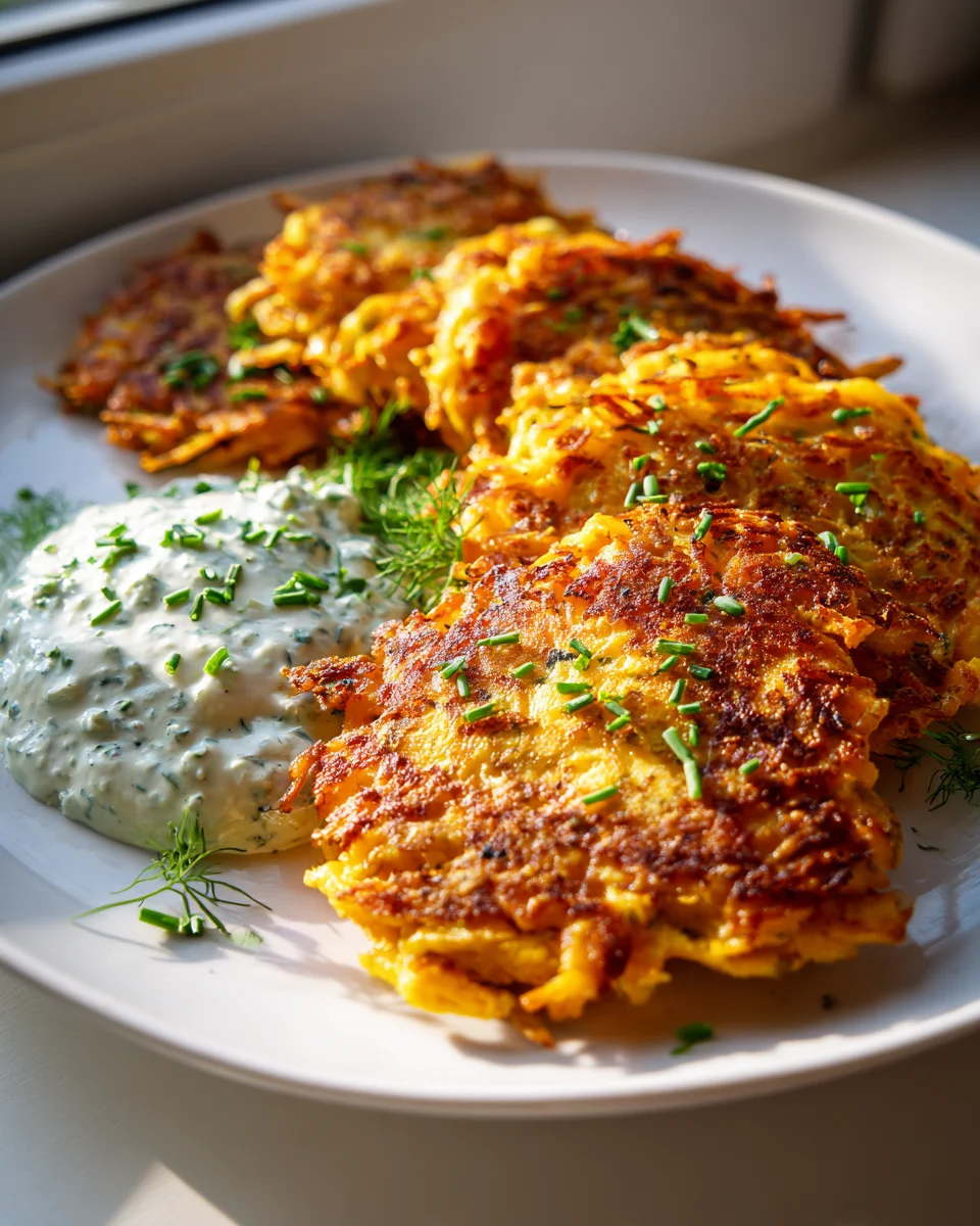 Herbstliche Kürbis-Rösti mit frisch Kräuterquark