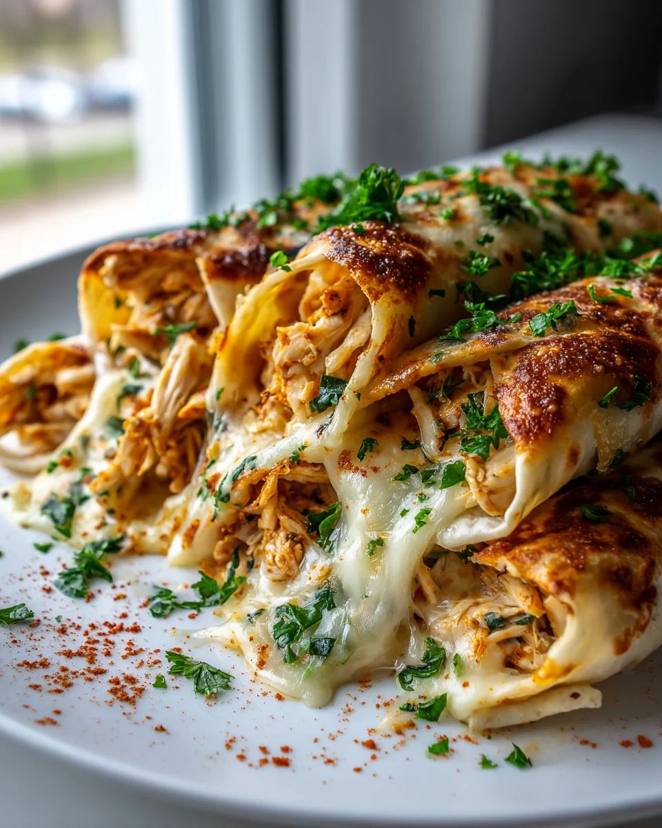 Käse-Hühnchen Knoblauch Wraps aus der Pfanne