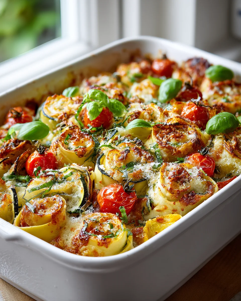 Käse-Roulade Pasta Auflauf mit geröstetem Gemüse Rezept
