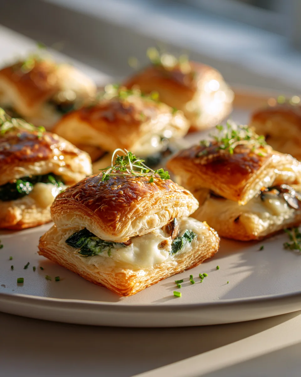Köstliche Blätterteig-Häppchen mit Camembert und Spinat