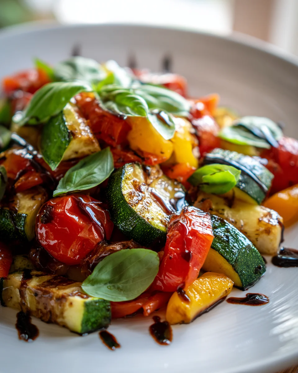 Balsamico-Röstgemüse mit frischem Basilikum