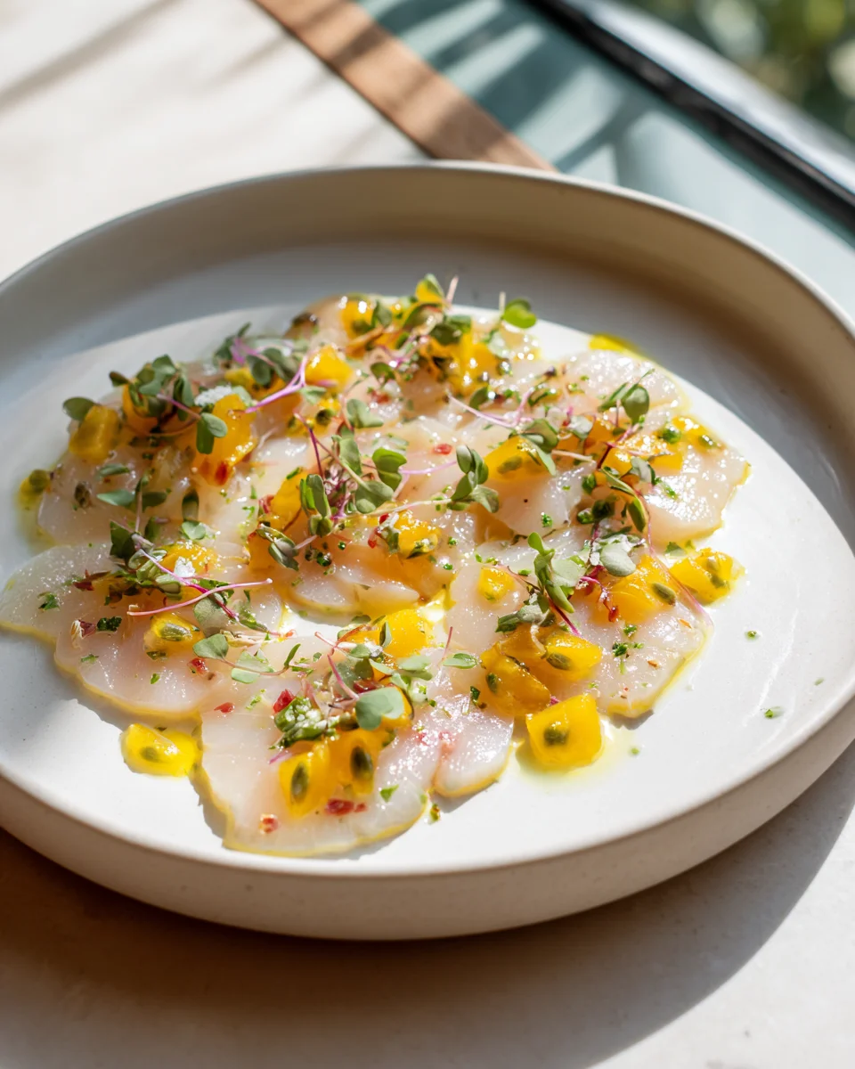 Zarte Jakobsmuscheln mit Mango-Passion-Vinaigrette