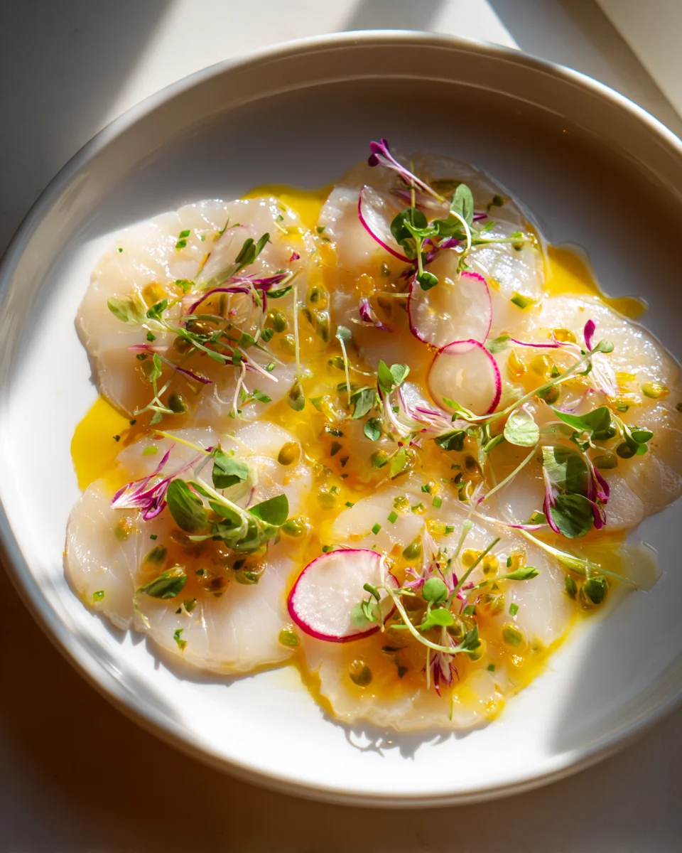 Zarte Jakobsmuscheln mit Mango-Passion-Vinaigrette