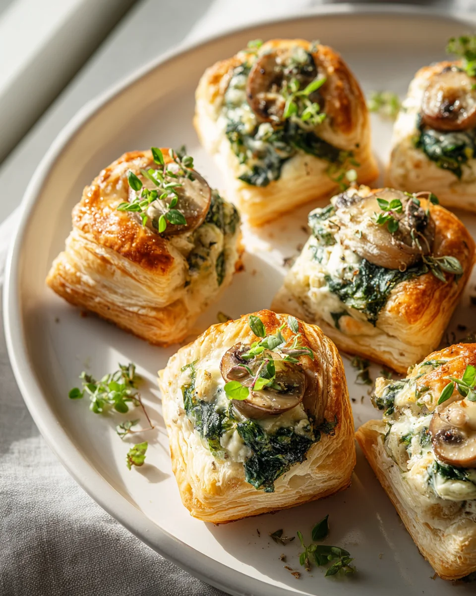 Cremige Blätterteig-Häppchen mit Camembert und Spinat
