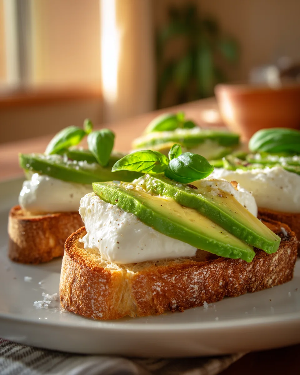 Avocado-Burrata-Bruschetta mit Frischekick