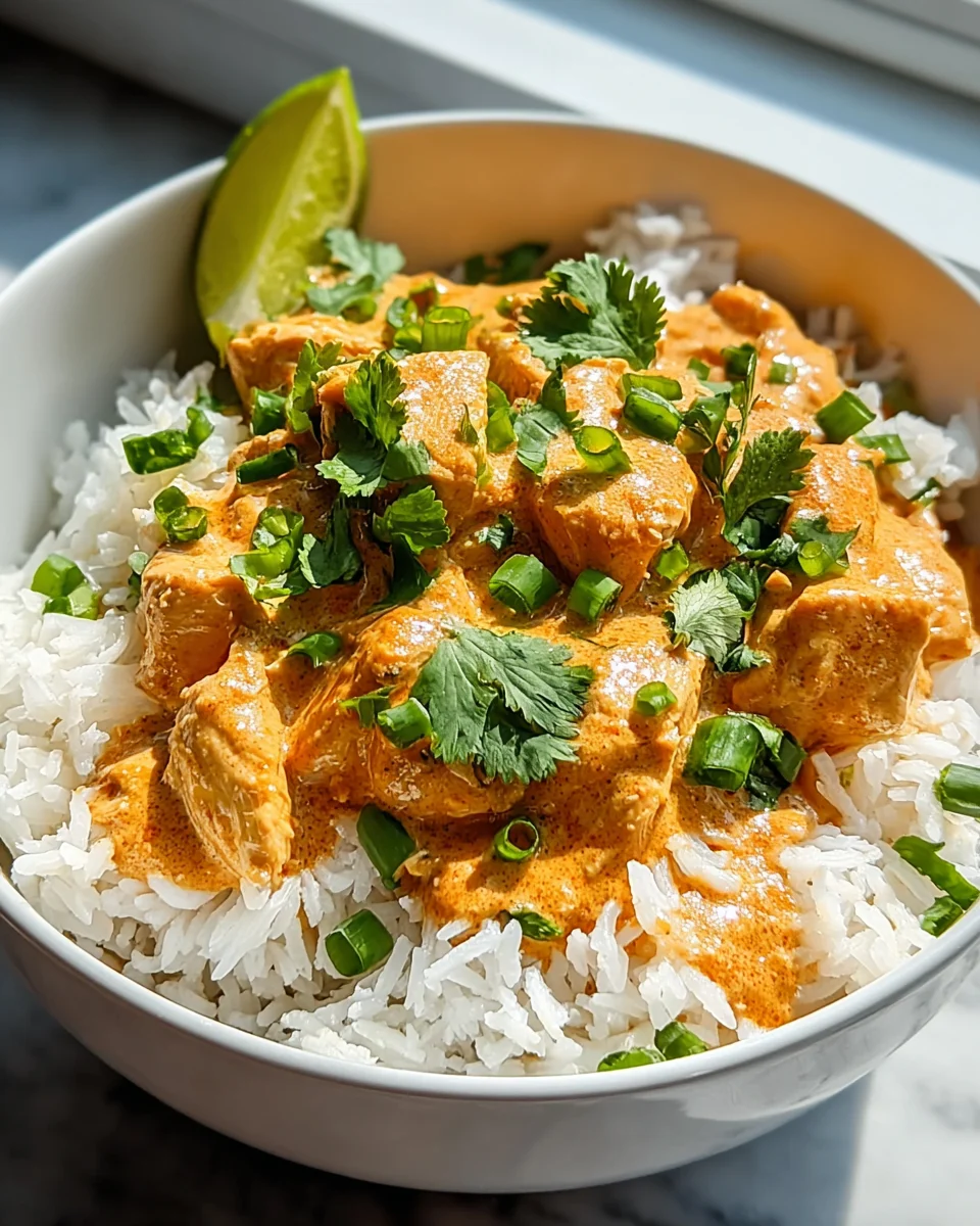Kokosnuss-Hühnchen-Reisbowl-Genuss
