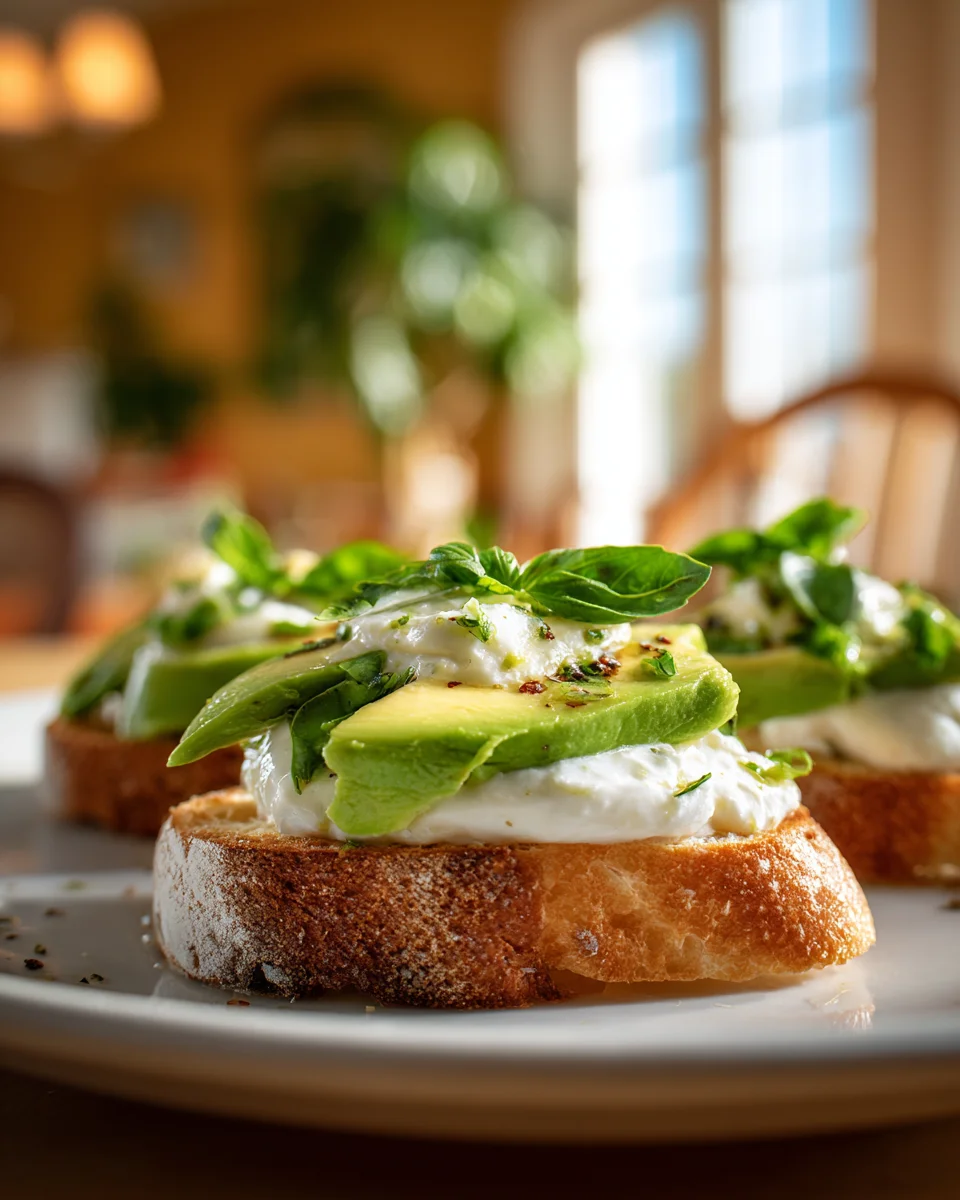 Avocado-Burrata-Bruschetta mit Frischekick
