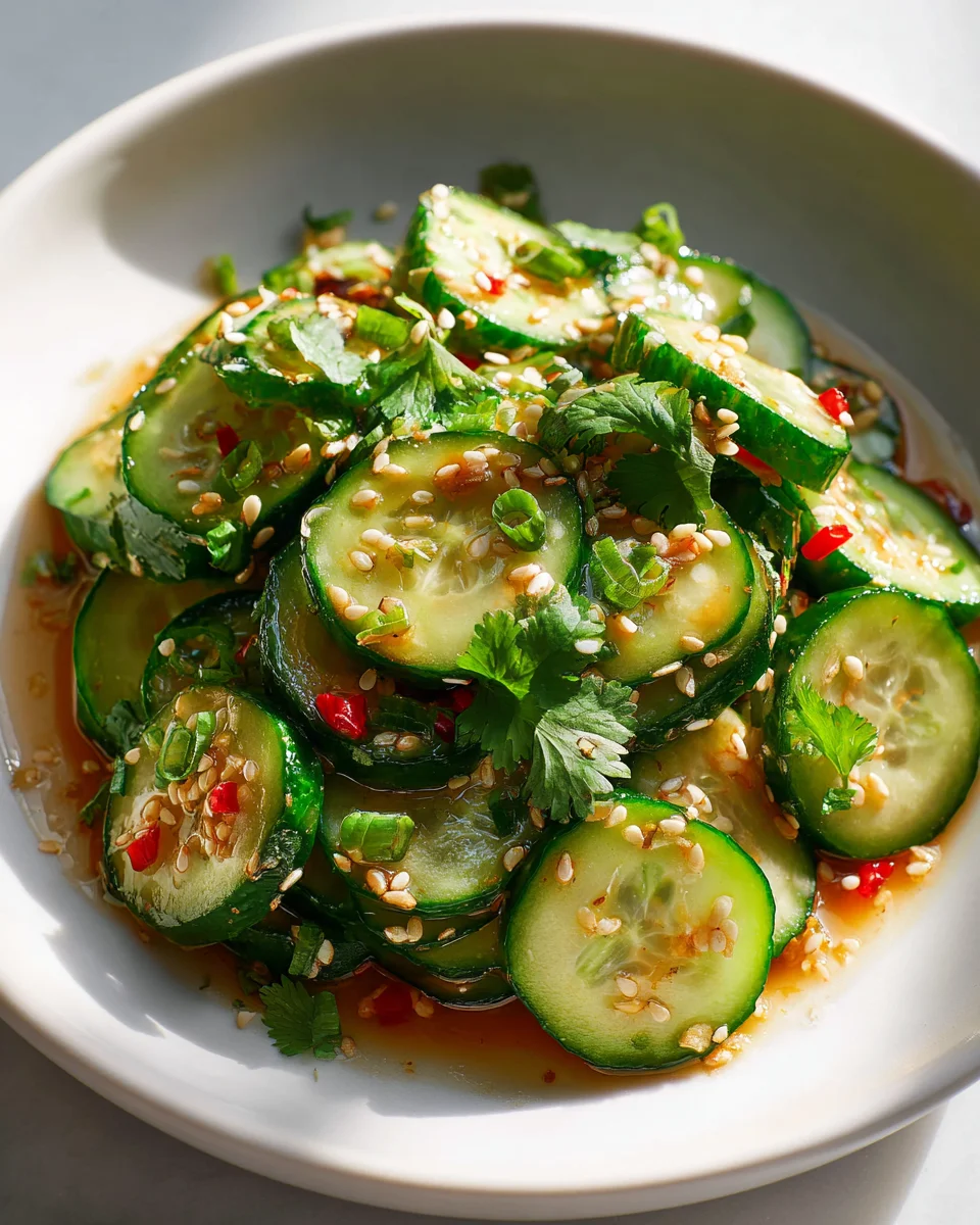 Feuriger Gurkensalat mit Sesamkick