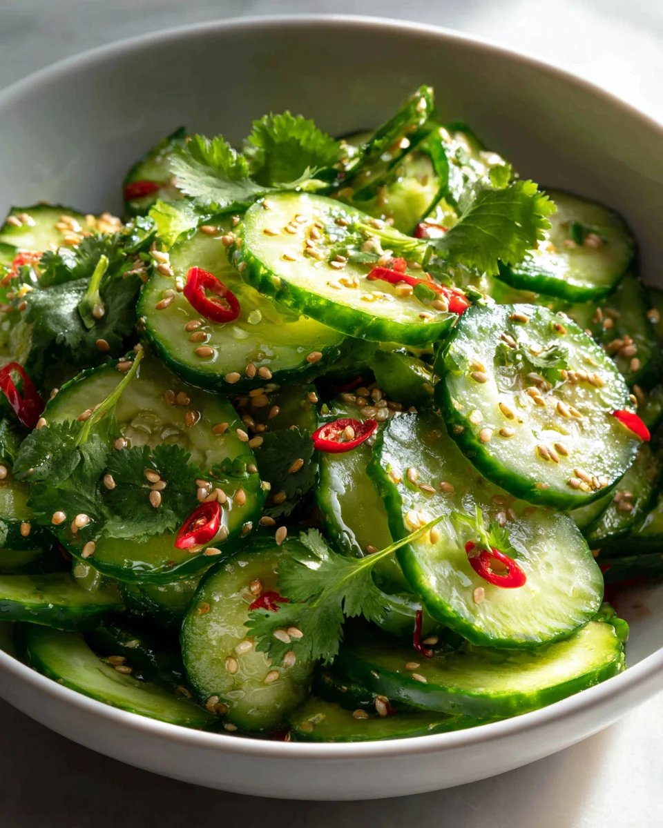 Feuriger Gurkensalat mit Sesam-Kick