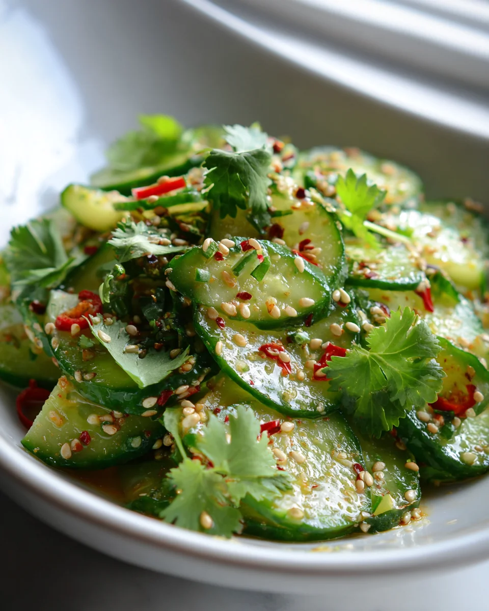 Feuriger Gurkensalat mit Sesam-Kick